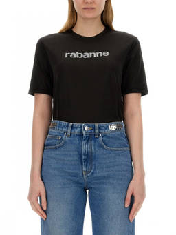 RABANNE - Black Logo Crew Neck T-Shirt
