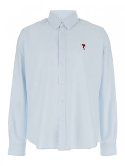 AMI Paris - Light Blue Embroidered Logo Shirt