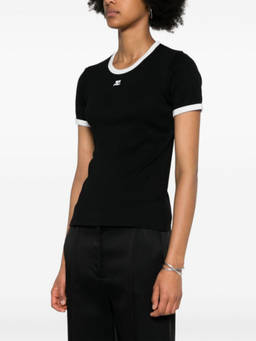 Courreges - Black Embroidered Logo T-Shirt