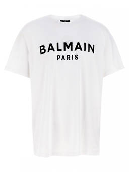 BALMAIN - White Logo T-Shirt (S)