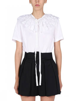 Patou - White Embroidered Round Neck T-Shirt (M)