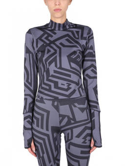 McQ Alexander McQueen - Black Printed Mock Collar T-Shirt