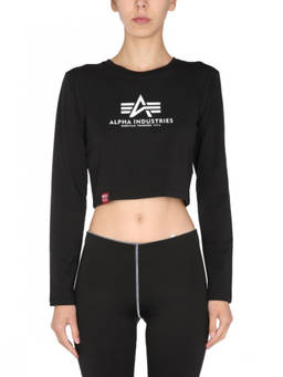 ALPHA INDUSTRIES - Black Logo Crew Neck T-Shirt (L)