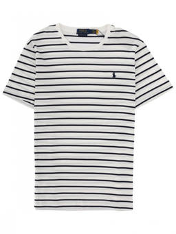 POLO RALPH LAUREN - RALPH LAUREN White Navy Striped T-Shirt (2XL)