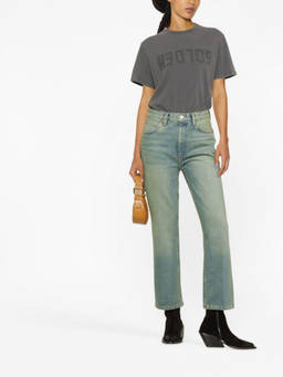 Golden Goose - Golden Genuine Leather Dark Grey Cotton Logo T-Shirt (M)