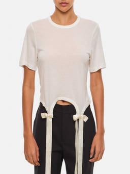 Simone Rocha - White Easy T-Shirt W/ Bow Tails