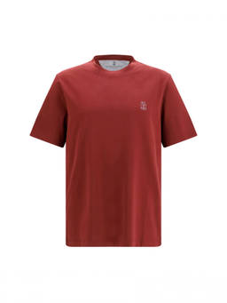 Brunello Cucinelli - Maroon Logo Crew Neck T-Shirt