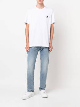 Golden Goose - Golden Genuine Leather White Round neck Star Logo T-Shirt