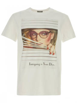 DIOR - White Printed Crew Neck T-Shirt (S)