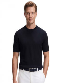 Boss - Navy Blue Textured T-Shirt (L)