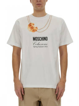 Moschino - White Printed Crew Neck T-Shirt