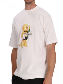 Drole De Monsieur - White Solid Crew Neck T-Shirt