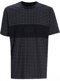 Boss - Dark Blue Crewneck Checked T-Shirt (M)