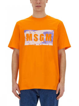 MSGM - Orange Crew Neck T-Shirt