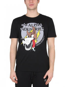 ALPHA INDUSTRIES - Black Crew Neck T-Shirt (S)