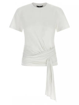 7 For All Mankind - White Solid Crew Neck T-Shirt