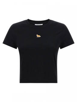 Maison Kitsune - Black Baby Fox Cropped T-Shirt