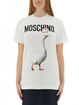 Moschino - White Graphic Crew Neck T-Shirt