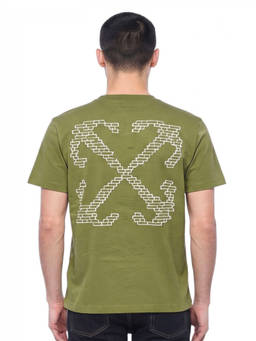OFF-WHITE - Green Regular Logo T-Shirt