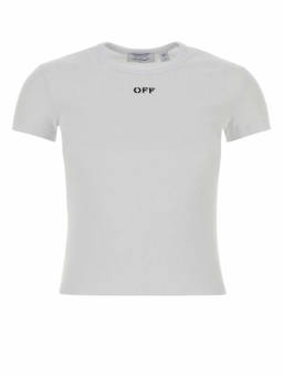 OFF-WHITE - White Crew Neck Logo T-Shirt (L)