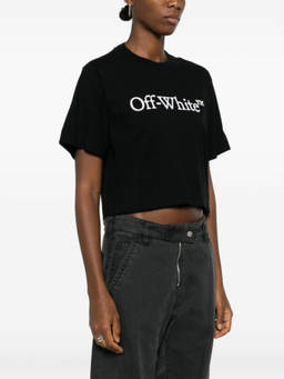 OFF-WHITE - Black Cropped Logo T-Shirt (L)
