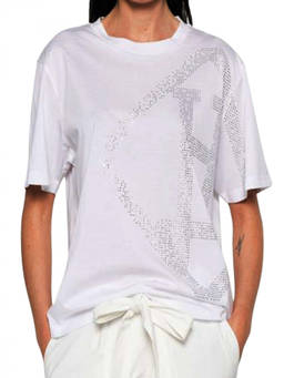 Herno - White Crew Neck Sequin Logo T-Shirt
