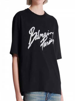 BALMAIN - Black Crew Neck Logo T-Shirt