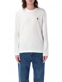 AMI Paris - White Long Sleeves Logo T-Shirt