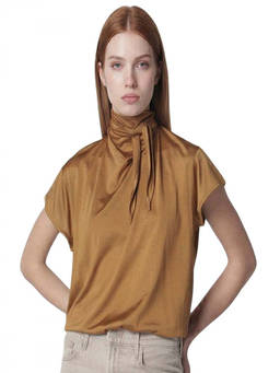 Lemaire - Brown High Neck Tie T-Shirt