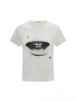 Fendi - Ivory Graphic V Neck T-Shirt