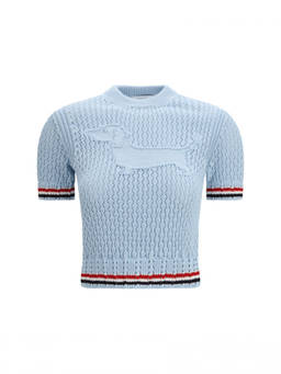 Thom Browne - Light Blue Textured Crew Neck T-Shirt (XXS)