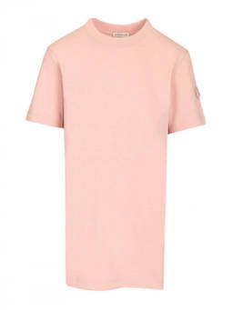Moncler - Light Pink Crew Neck Logo T-Shirt (S)