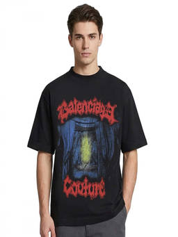 Balenciaga - Black Crew Neck Printed T-Shirt