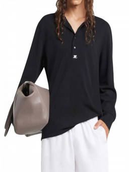 Courreges - Black Shirt Collar Full Sleeves T-Shirt