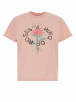 Ganni - Light Pink Crew Neck Graphic T-Shirt (XS)