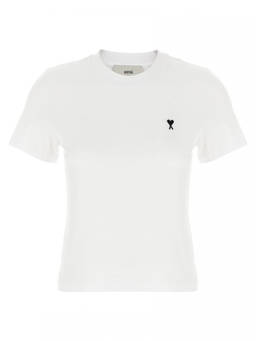 AMI Paris - White Embroidered Logo T-Shirt