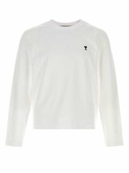 AMI Paris - White Solid Crew Neck T-Shirt