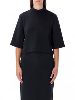 Moncler - Black Solid Mock Collar T-Shirt