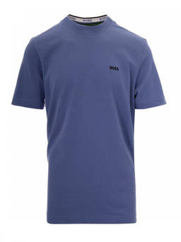 Boss - Blue Textured Crew Neck T-Shirt