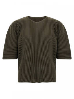 Issey Miyake - Olive Green V-Neck T-Shirt