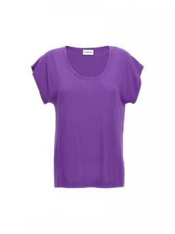 Parosh - Purple Solid Scoop Neck T-Shirt (XS)