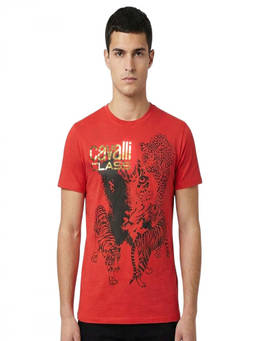 Cavalli Class - Red Graphic Logo Print T-Shirt
