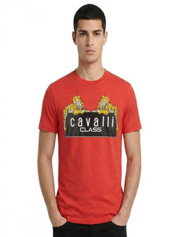 Cavalli Class - Red Crewneck Logo T-Shirt