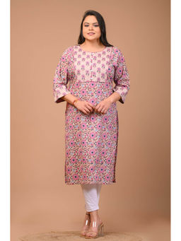 Swasti - Women Plus Size Round Neck Kurta -Purple