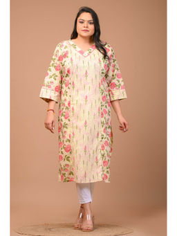 Swasti - Women Plus Size V-Neck Kurta -Yellow