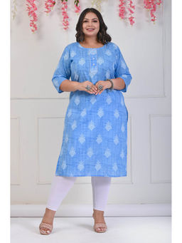 Swasti - Women Plus Size Round Neck Kurta -Blue