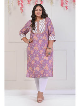 Swasti - Women Plus Size Round Neck Kurta -Purple