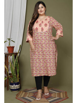 Swasti - Women Plus Size Round Neck Kurta -Peach