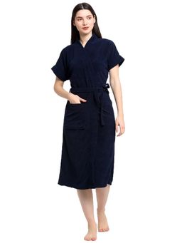 Creeva - Navy Blue Micro Terry Bath Robe