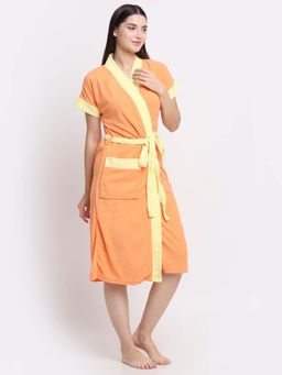 Creeva - Orange Dual Tone Micro Terry Bath Robe